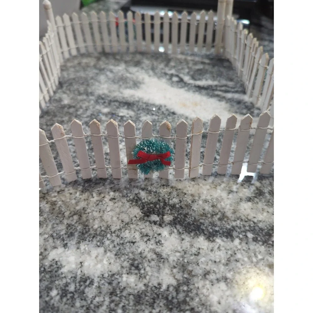 Christmas Village Accessory  White Wood Picket Fence  33
